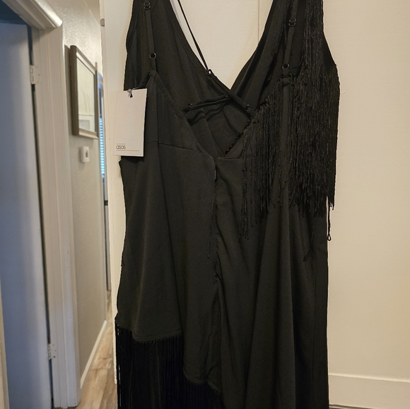 NWT ASOS Black Asymmetrical Fringe Dress - Picture 4 of 6